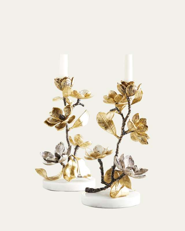 Vintage Bloom 12" Candleholders, Set of 2
